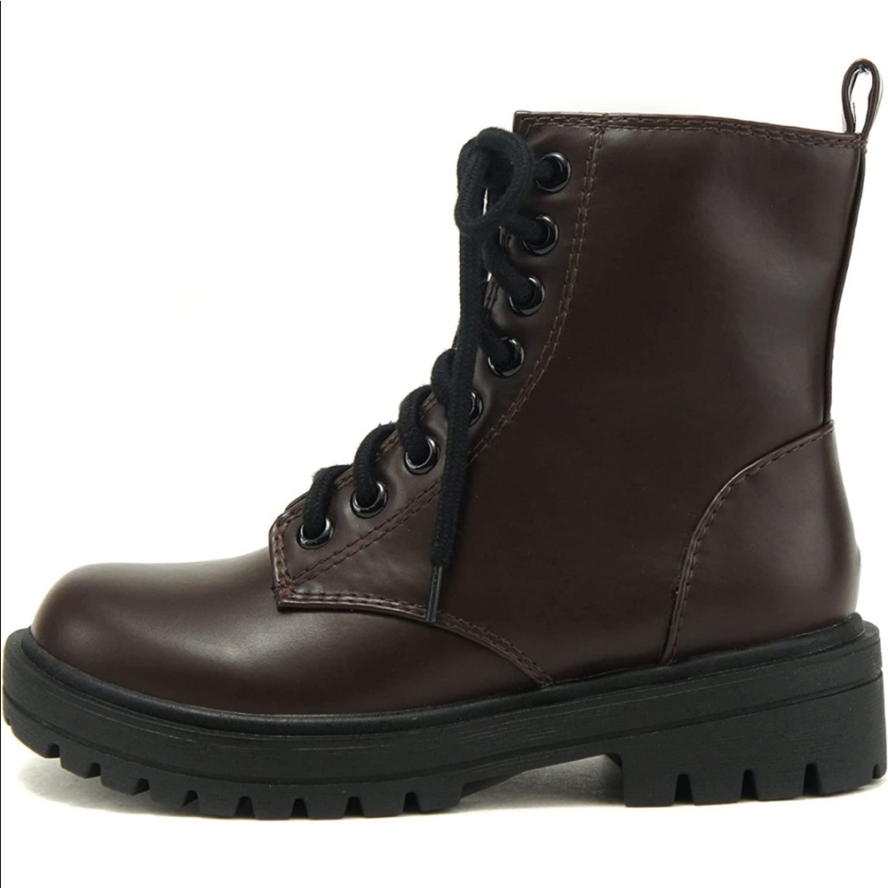Brown Lace up Combat Boots - Picture 4 of 9